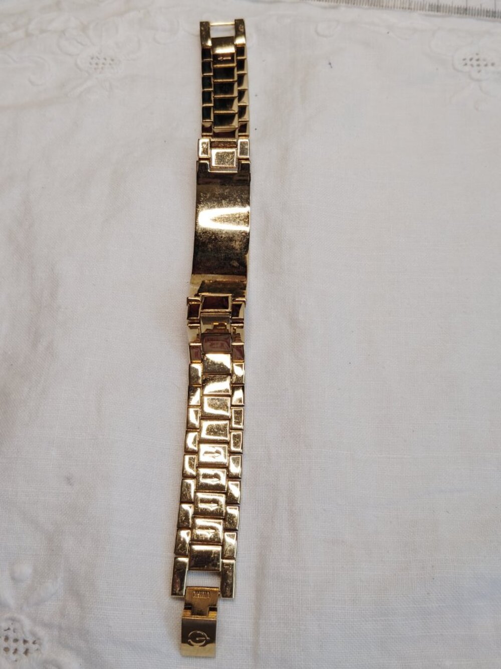 Vintage Gold‑Tone Rolex‑Style Link Bracelet • Fold‑Over Clasp • 2.5" - Picture 6 of 11